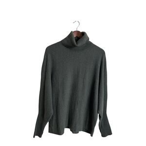 Hotel Particulier 100% Cashmere Green Sweater Dolman Sleeves Turtleneck Large